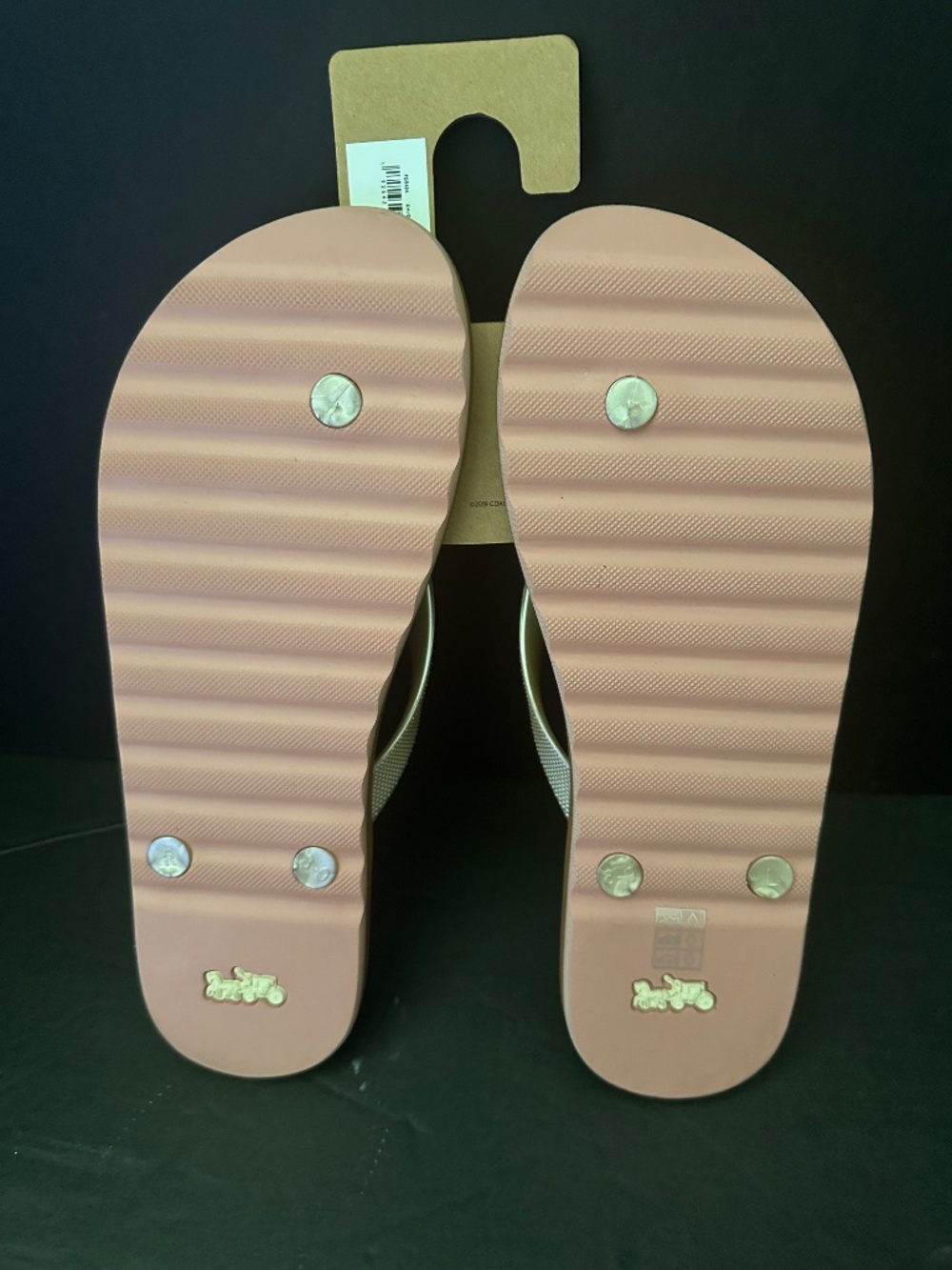 Coach Zak Flip Flops Khaki/Gold - Picture 3 of 3